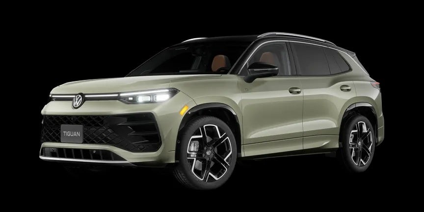 The VW Tiguan SEL R-Line Turbo shown in green.